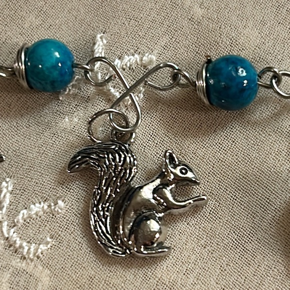 Silver Wire Wrapped Turquoise Stones w Nature charms - Picture 4 of 10